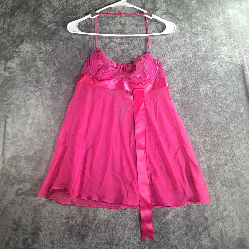 Victoria's Secret Pink Mesh Lace Babydoll Chemise Lingerie Barbiecore Coquette